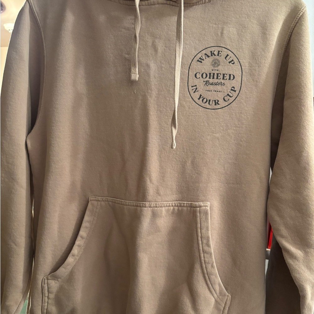 Coheed & Cambria Coffee Roasters, Wake up, size S, beige, pullover hoodie
